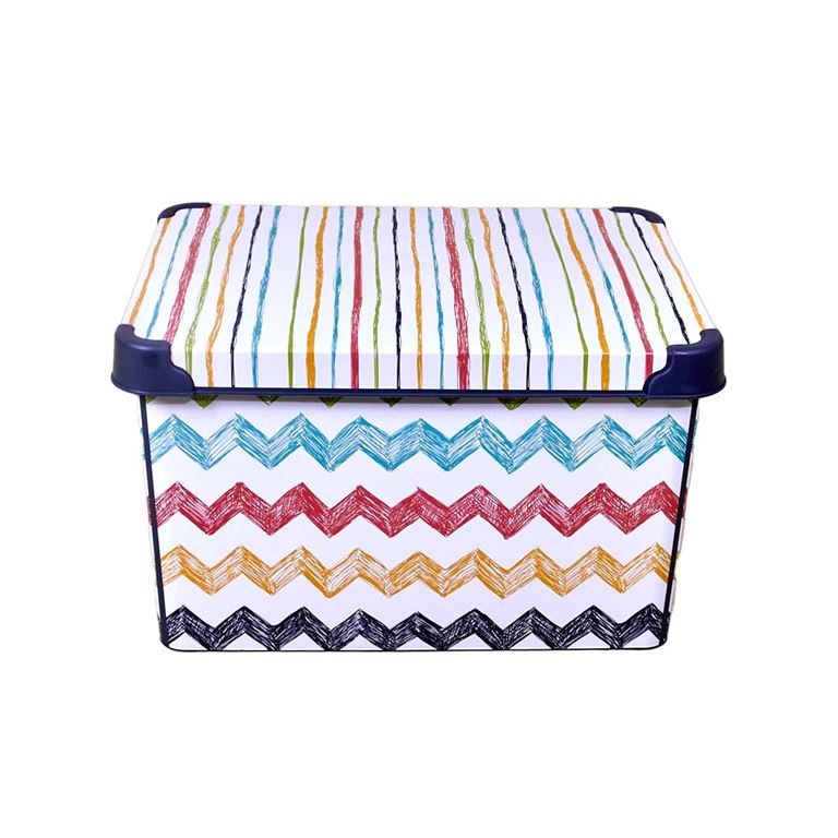 Qutu Style Box Colored Zigzag  Oyuncak Saklama Kutusu - 20 Litre - 1