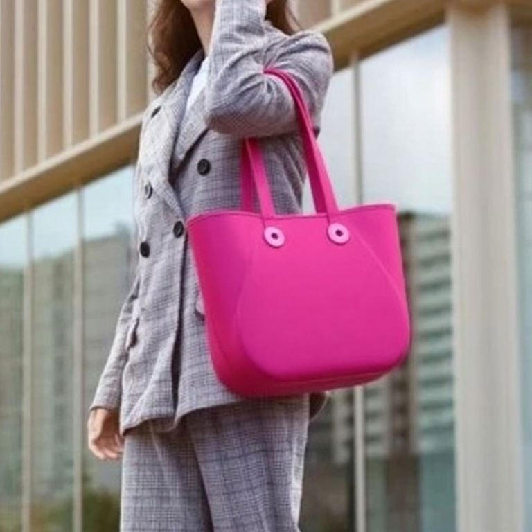 S-BAG EXCLUSIVE SİLİKON EFEKTLİ EL ÇANTASI - FUŞYA - 1