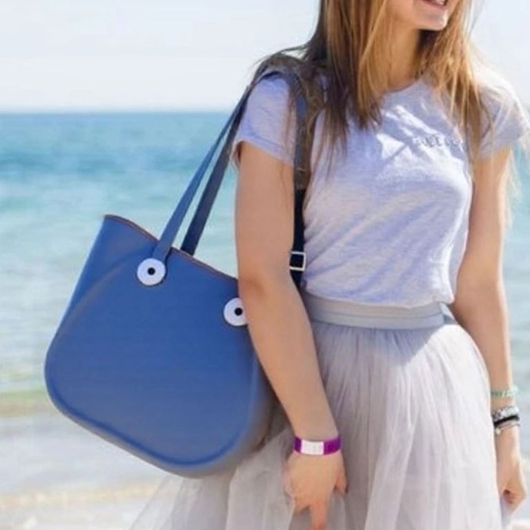 S-BAG EXCLUSIVE SİLİKON EFEKTLİ EL ÇANTASI - MAVİ - 1