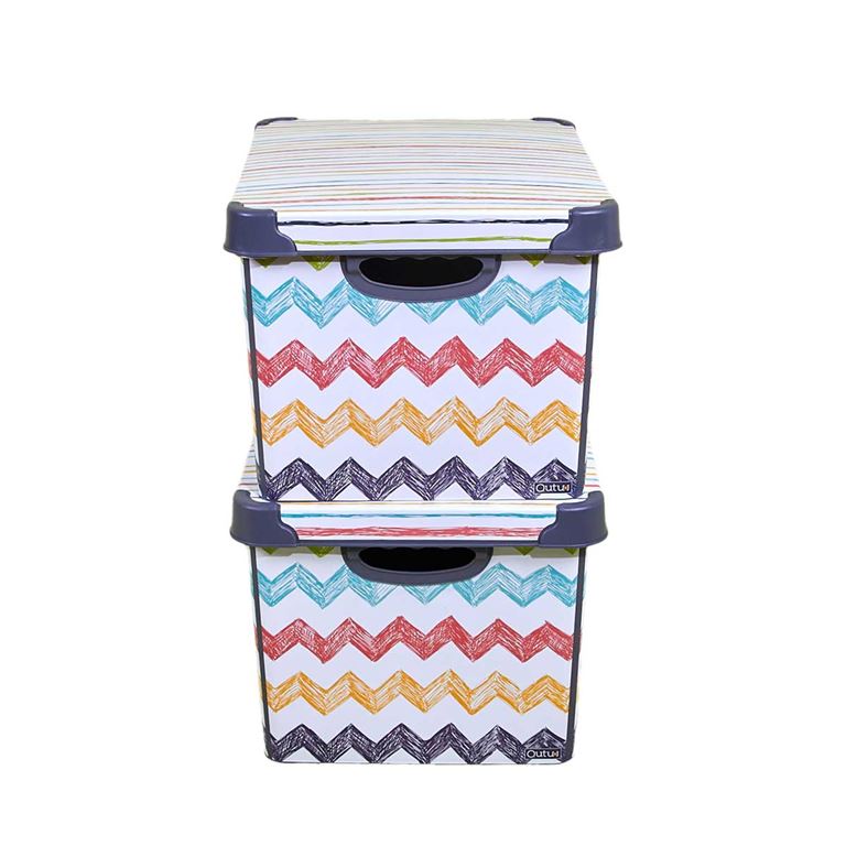 Qutu Style Box Colored Zigzag  Oyuncak Saklama Kutusu seti - 2x20 Litre - 1
