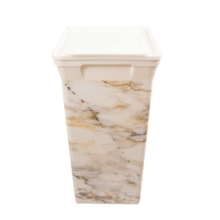 Qutu Trashbin  marble 40 L plastik çöp kovası - 2