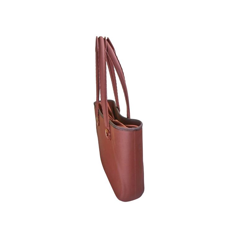 S-BAG EXCLUSIVE SİLİKON EFEKTLİ EL ÇANTASI - KAHVERENGİ - 3