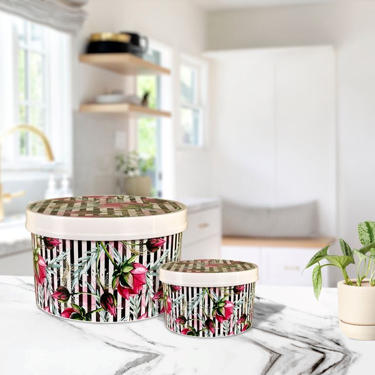 Qutu Roundbox  Flower - 15 Litre Yuvarlak Saklama Kutusu - 1