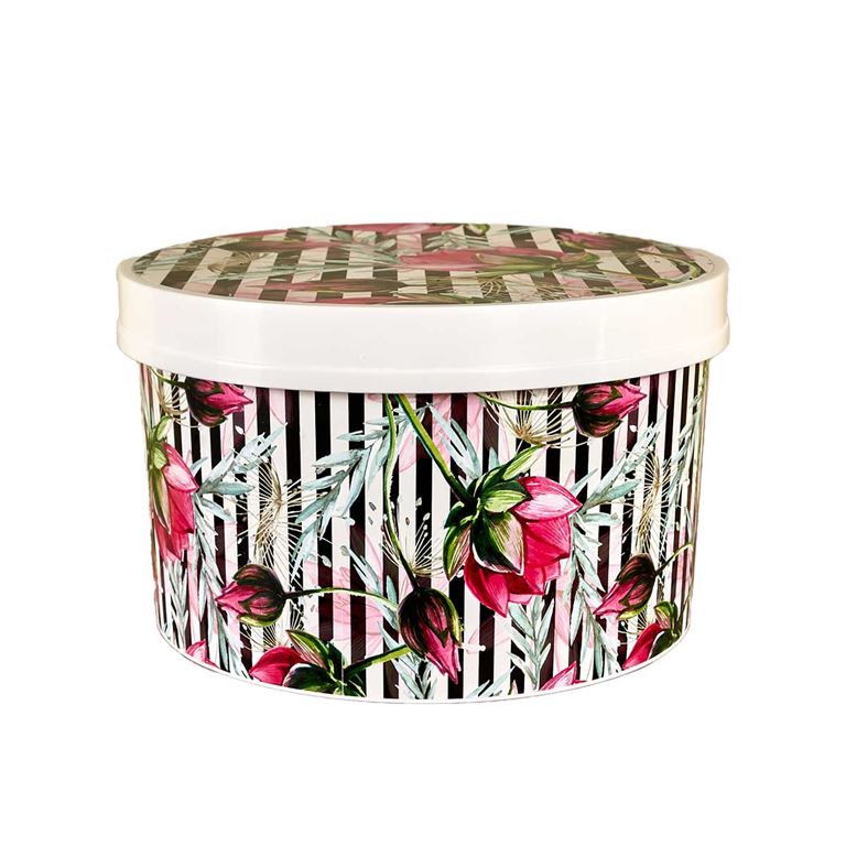 Qutu Roundbox  Flower - 15 Litre Yuvarlak Saklama Kutusu