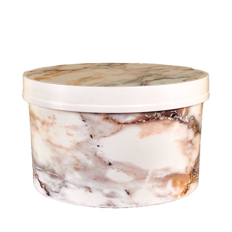 Qutu Roundbox  Marble - 15 Litre Yuvarlak Saklama Kutusu