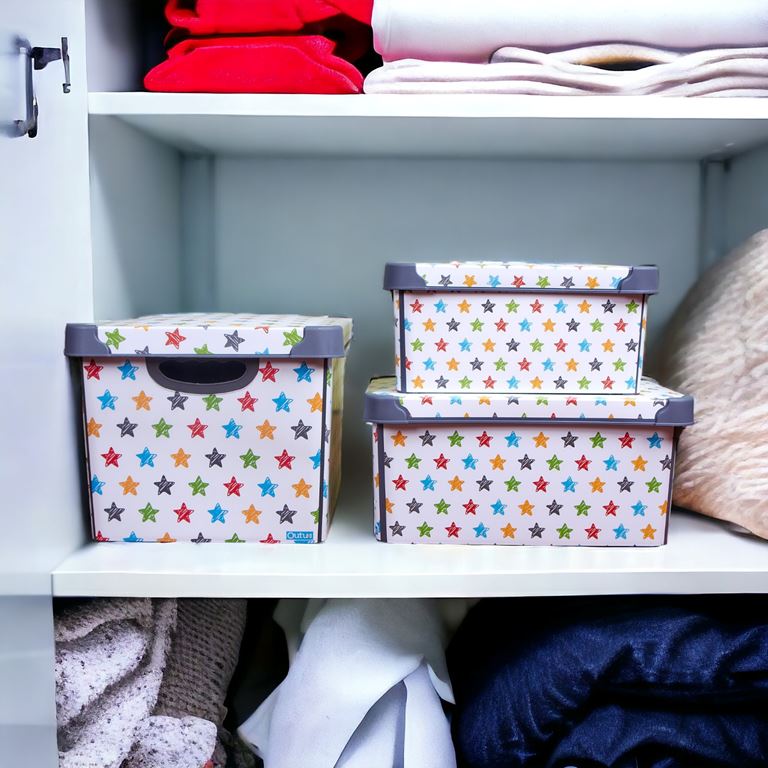 QUTU Style Box Colored Star - Set -Dekoratif Saklama Kutusu - 1