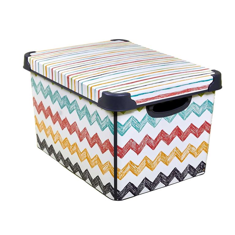 Qutu Style Box Colored Zigzag  Oyuncak Saklama Kutusu - 20 Litre