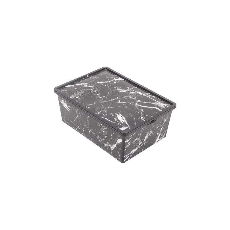 QUTU Trend Box Black Marble- Dekoratif Saklama Kutusu 10 Litre