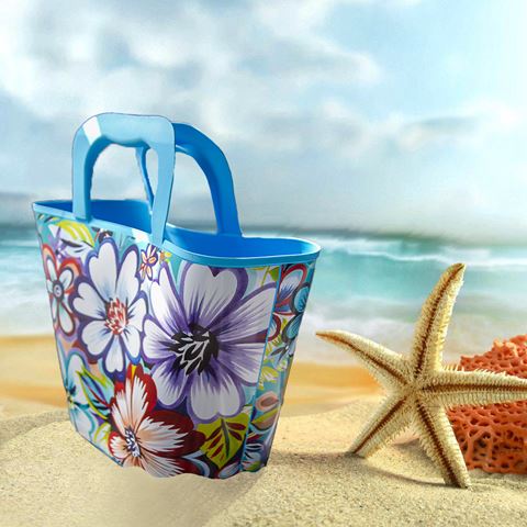 QUTU-Hand Bag Spring Flowers desenli plaj çantası
