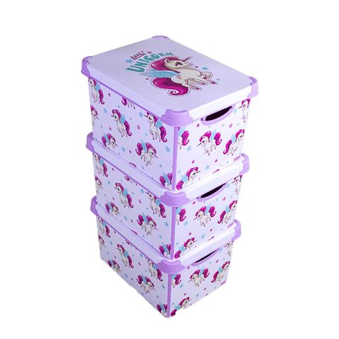 QUTU Style Box Unicorn Plastik Dekoratif Kutu Seti- 3x 20 Litre