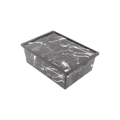 Qutu Trend Box Black Marble Dekoratif Saklama Kutusu- 25 L