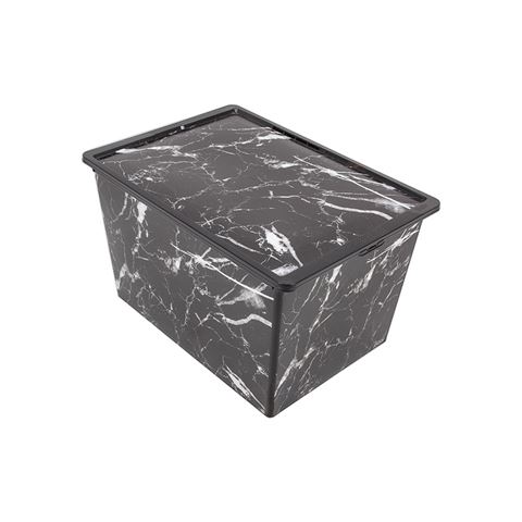 Qutu Trend Box Black Marble Dekoratif Saklama Kutusu 50 Litre